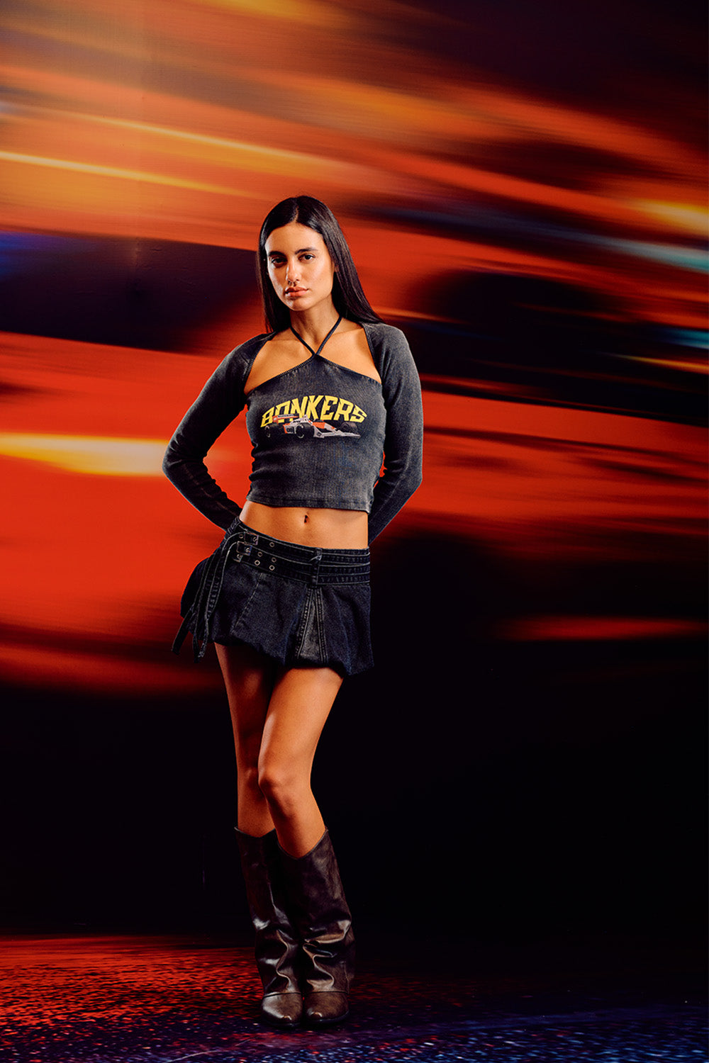 Blitz Halter Neck Long Sleeve Top - BonkersCorner