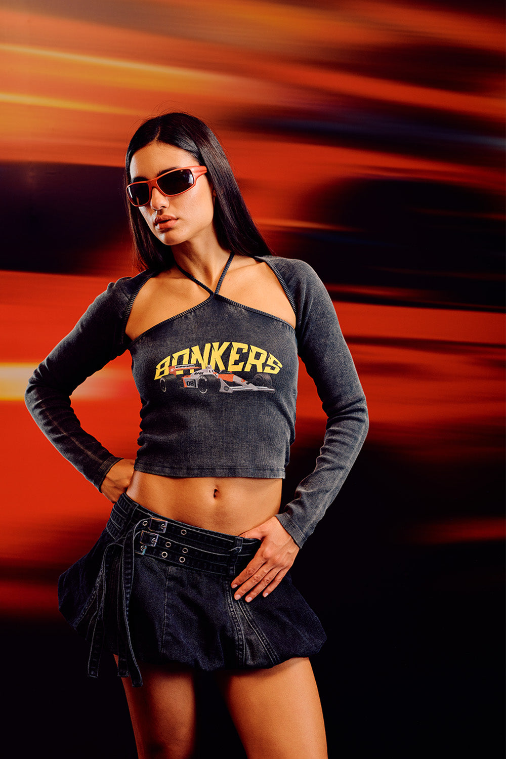 Blitz Halter Neck Long Sleeve Top - BonkersCorner
