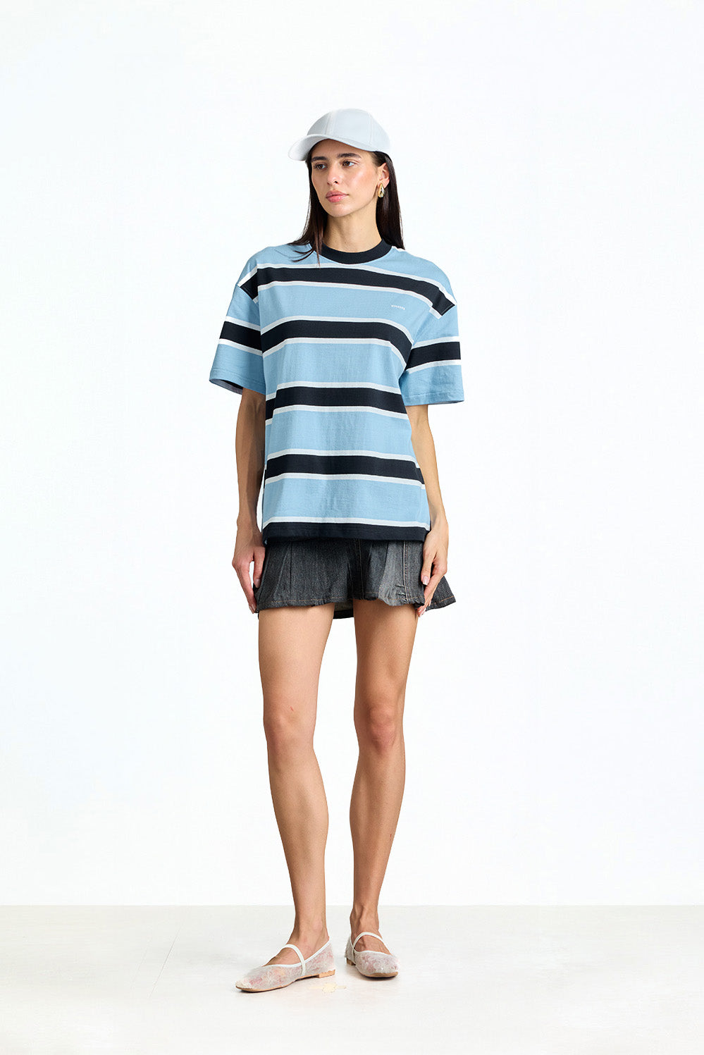 Blue Bandit Stripe Oversized T-shirt - BonkersCorner