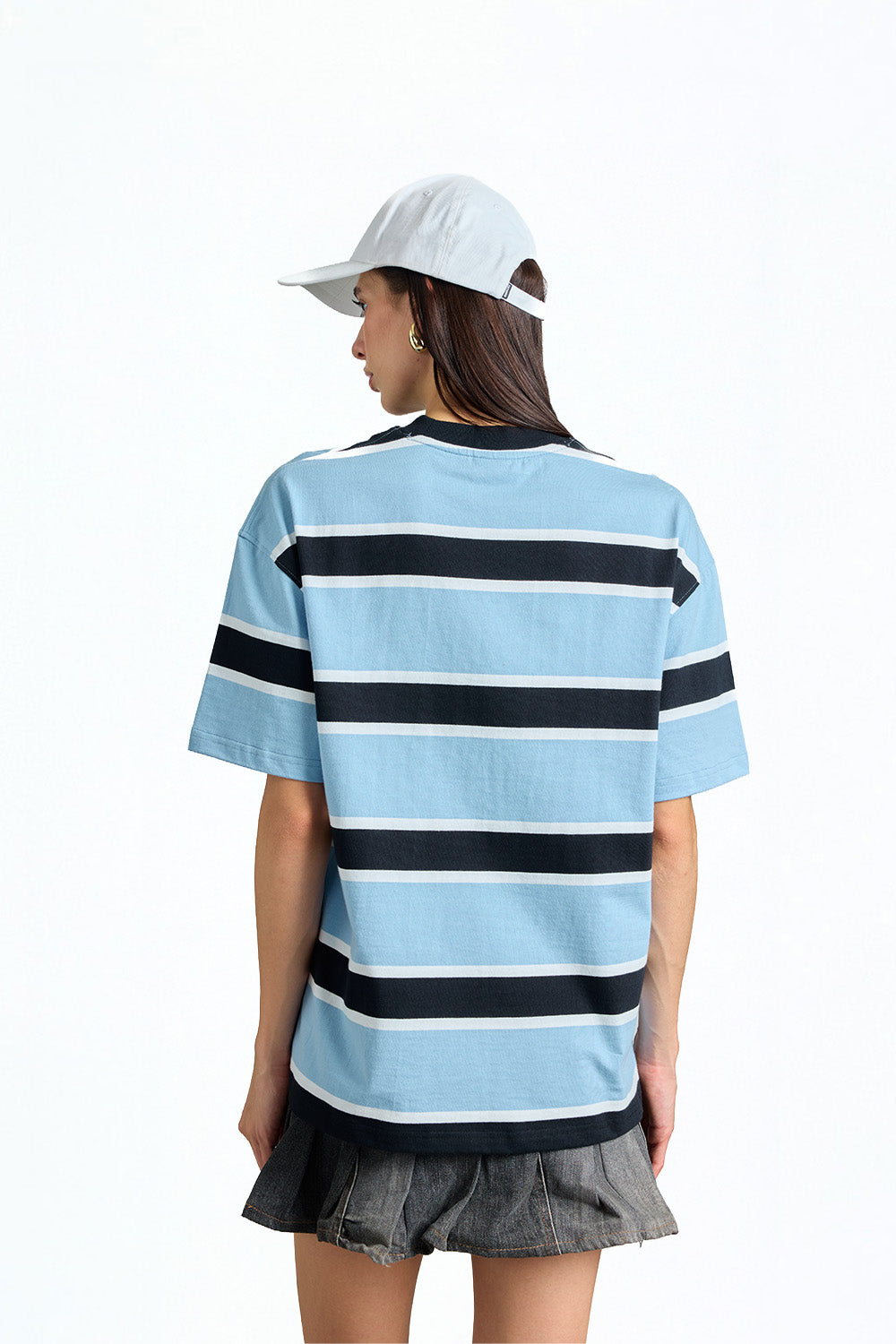 Blue Bandit Stripe Oversized T-shirt - BonkersCorner