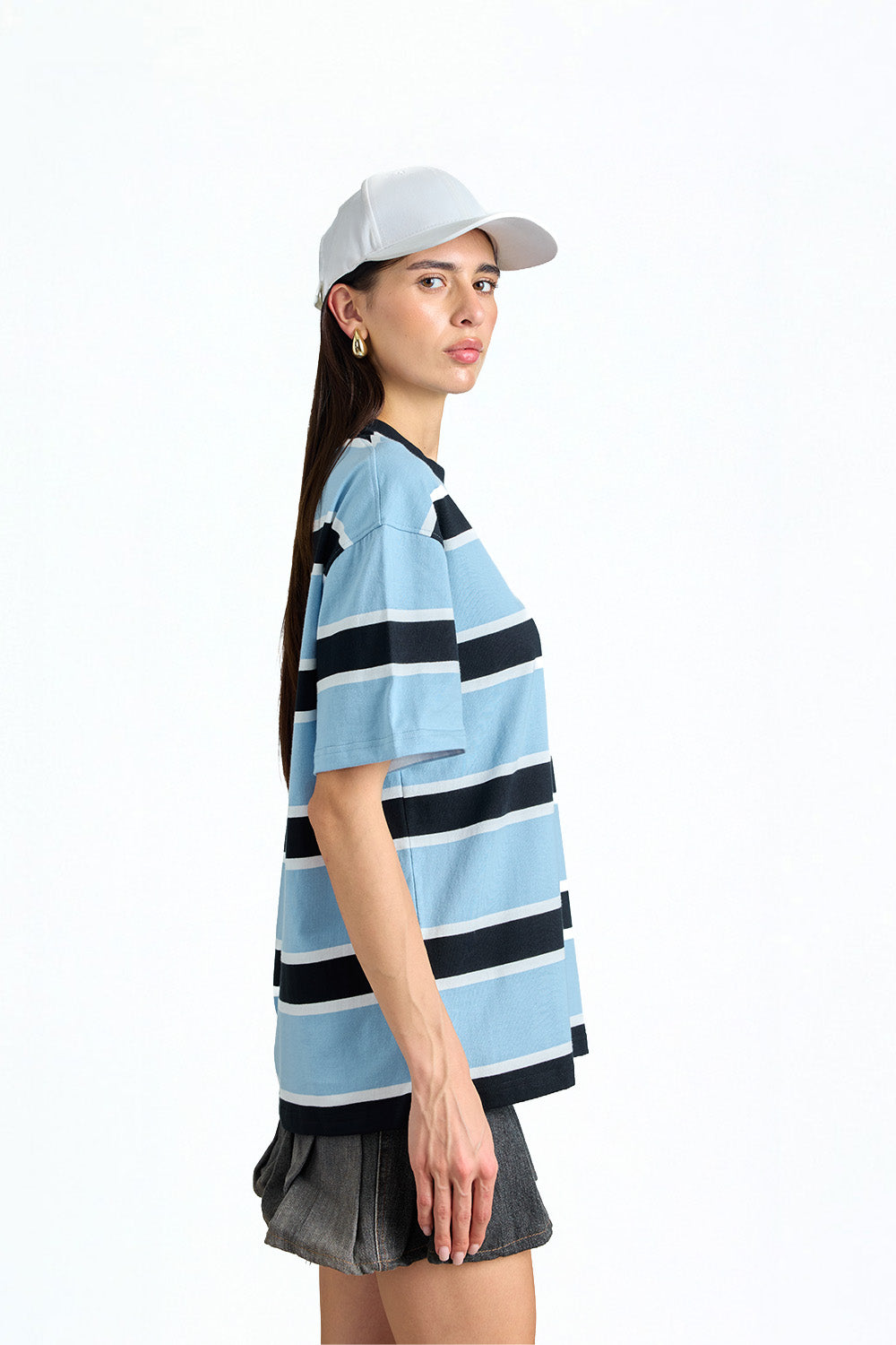Blue Bandit Stripe Oversized T-shirt - BonkersCorner