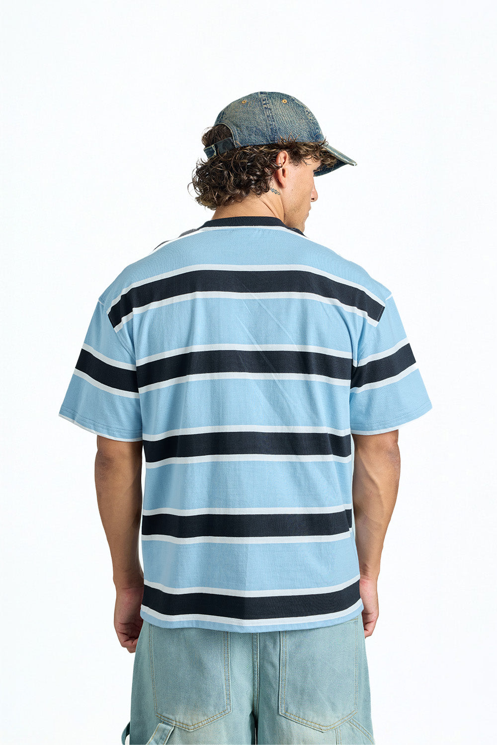 Blue Bandit Stripe Oversized T-shirt - BonkersCorner