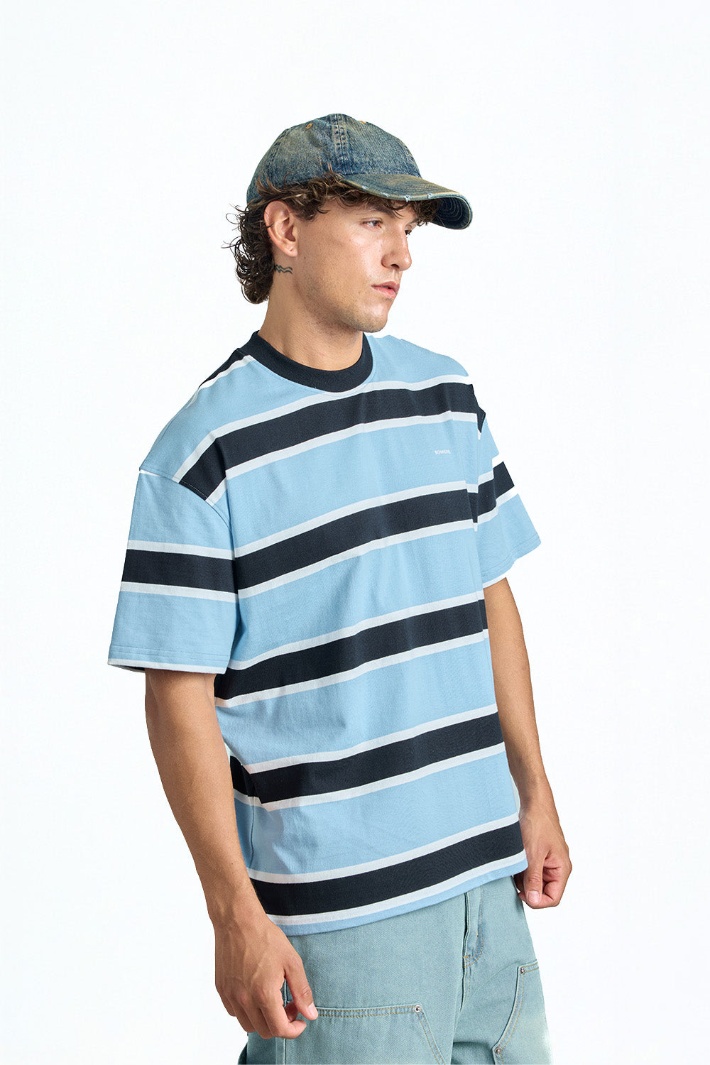 Blue Bandit Stripe Oversized T-shirt - BonkersCorner