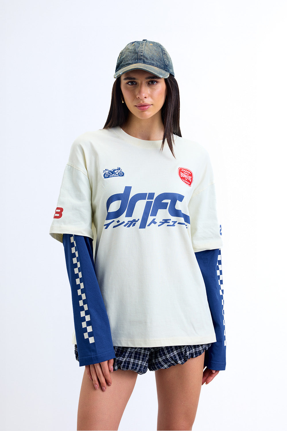Blue Line Drift Long Sleeve T-shirt - BonkersCorner