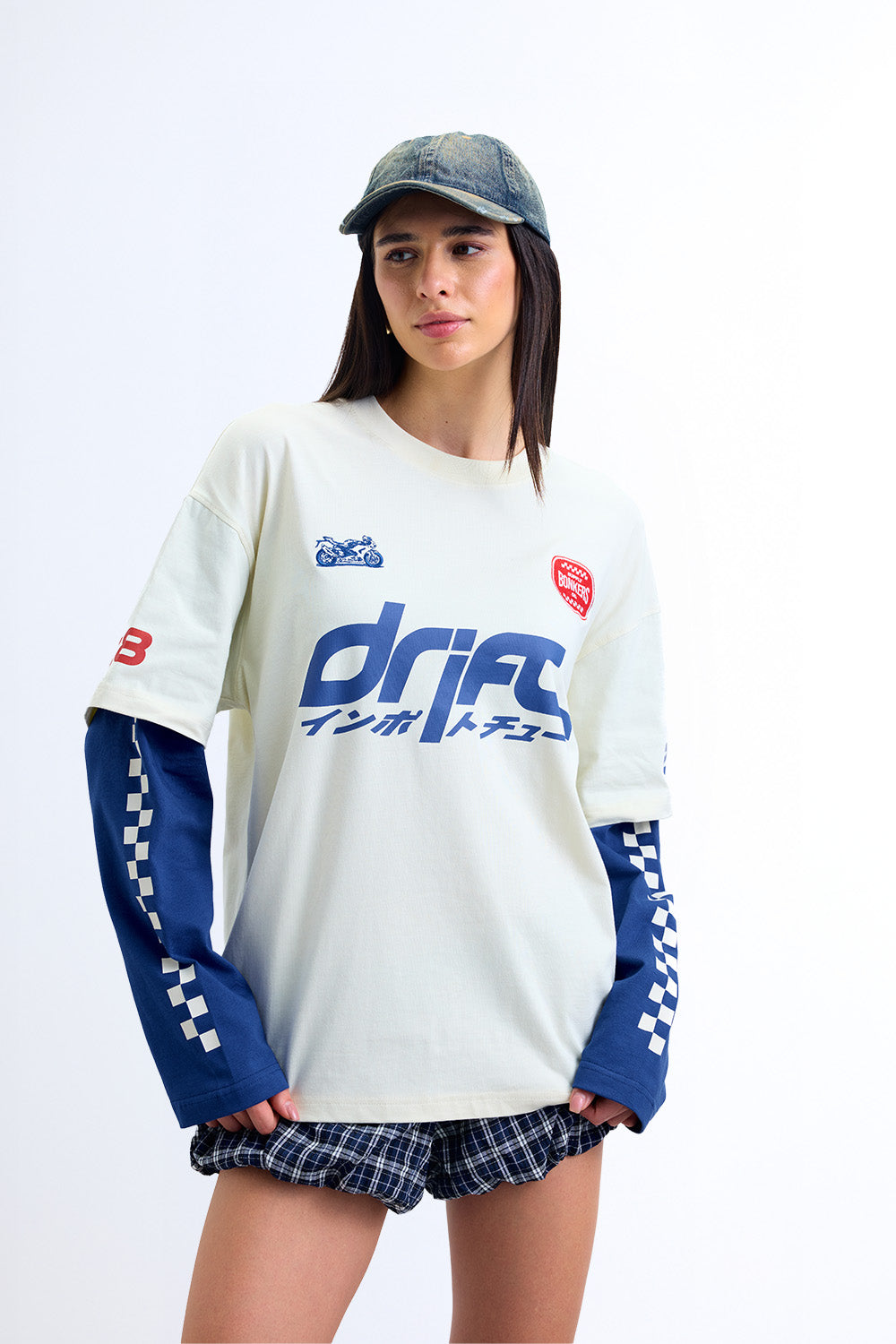 Blue Line Drift Long Sleeve T-shirt - BonkersCorner