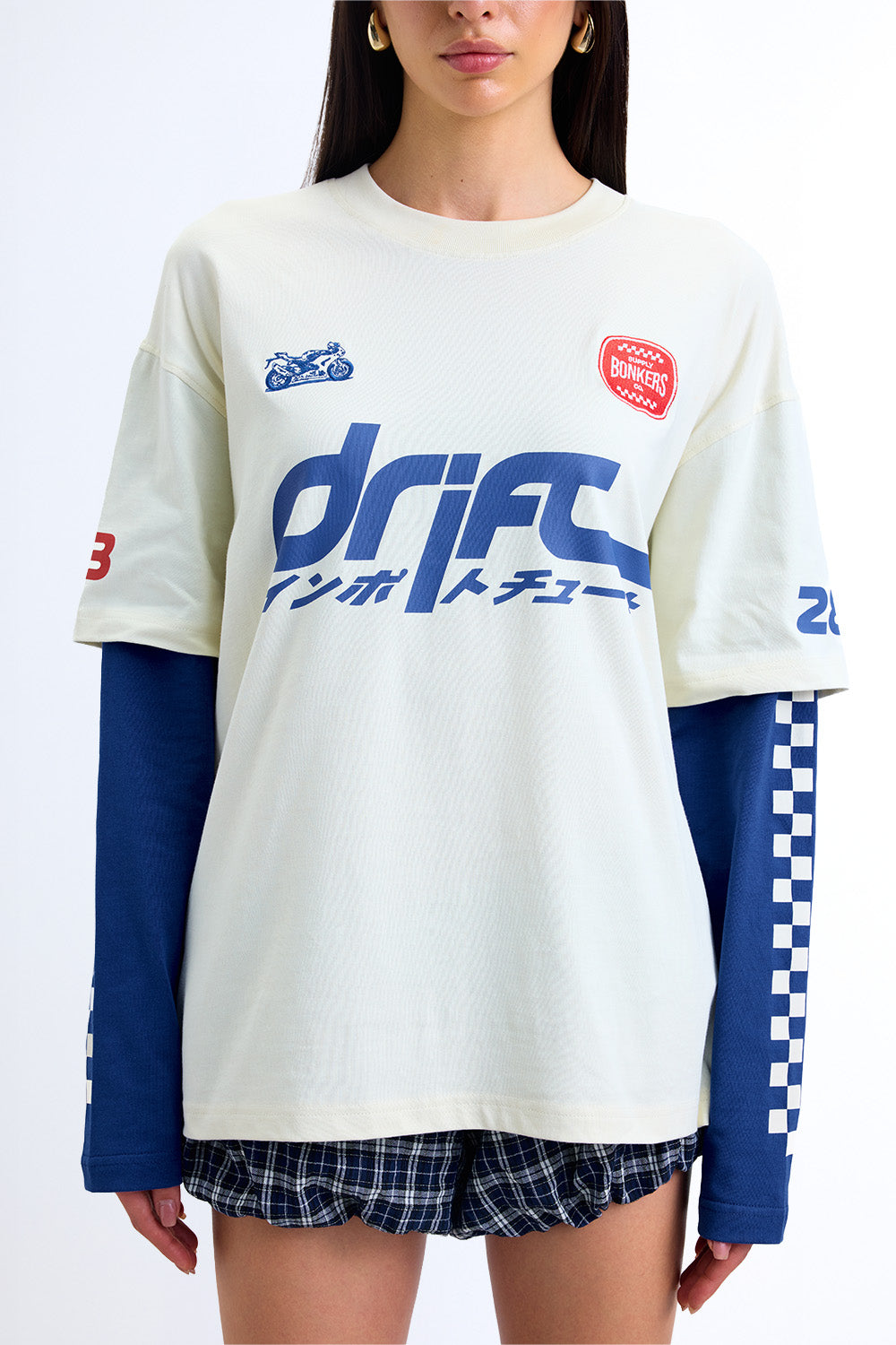 Blue Line Drift Long Sleeve T-shirt - BonkersCorner