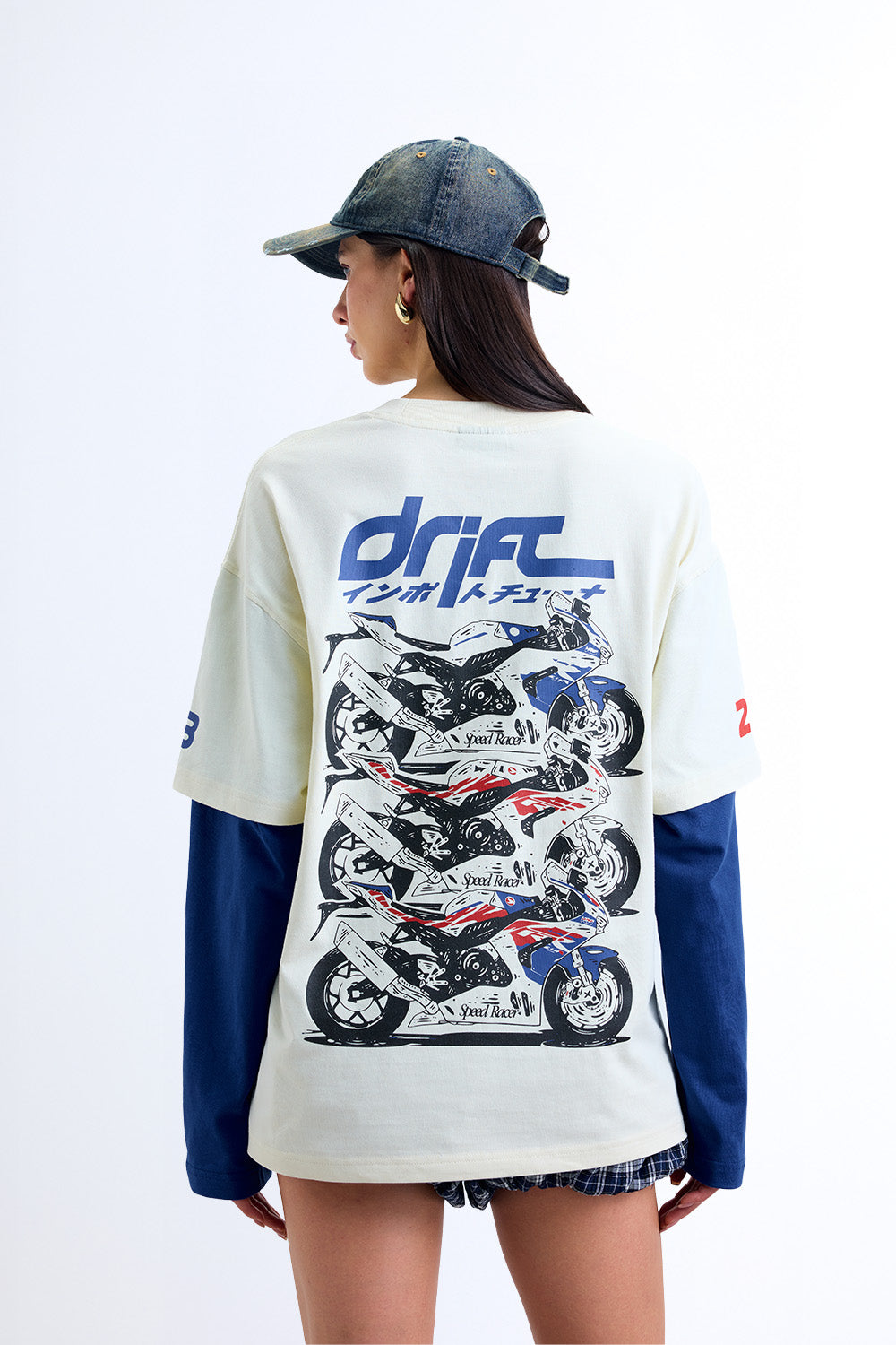 Blue Line Drift Long Sleeve T-shirt - BonkersCorner