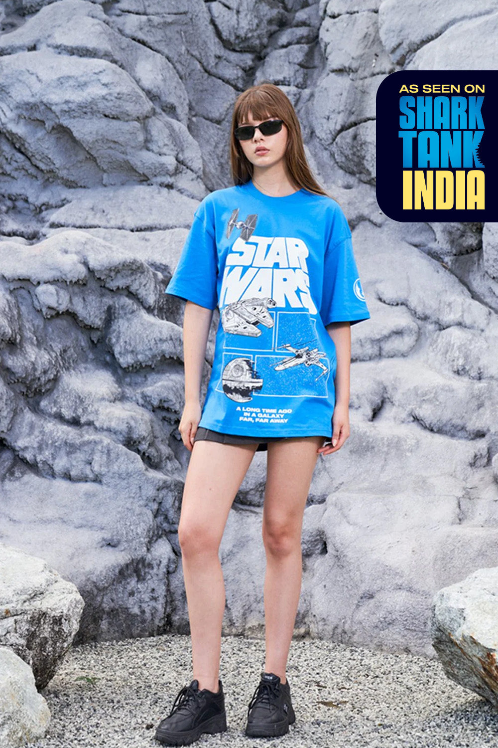 Blue Star Wars Oversized T-shirt - BonkersCorner