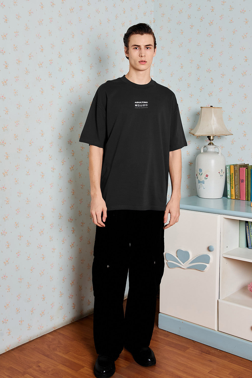 Adulthood Error Black Oversized T-shirt