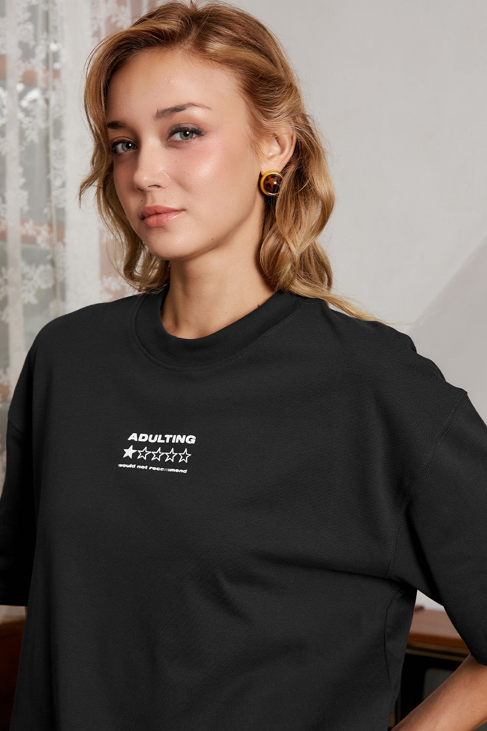 Adulthood Error Black Oversized T-shirt