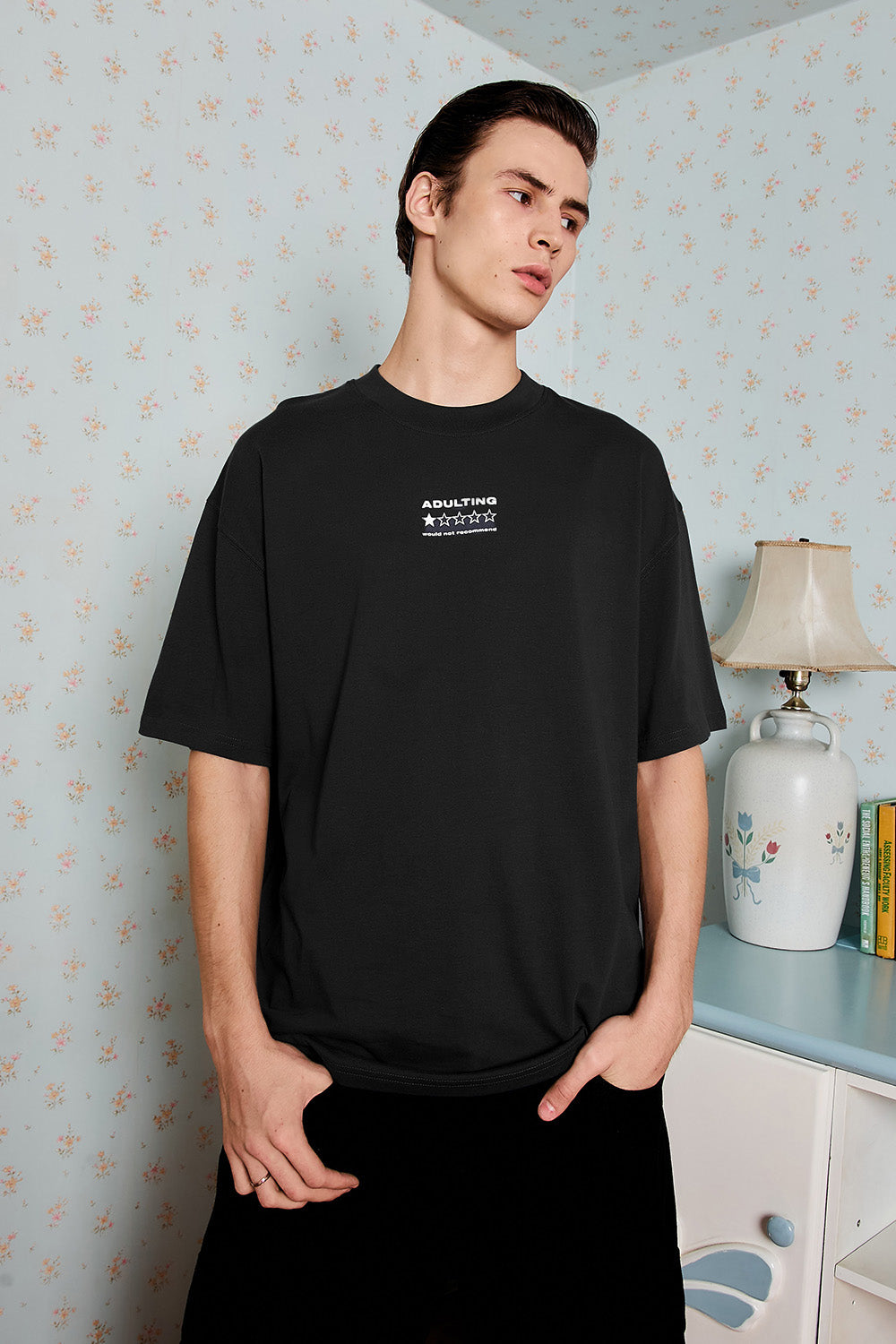 Adulthood Error Black Oversized T-shirt
