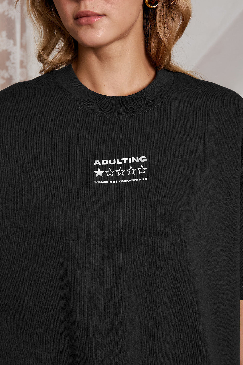 Adulthood Error Black Oversized T-shirt