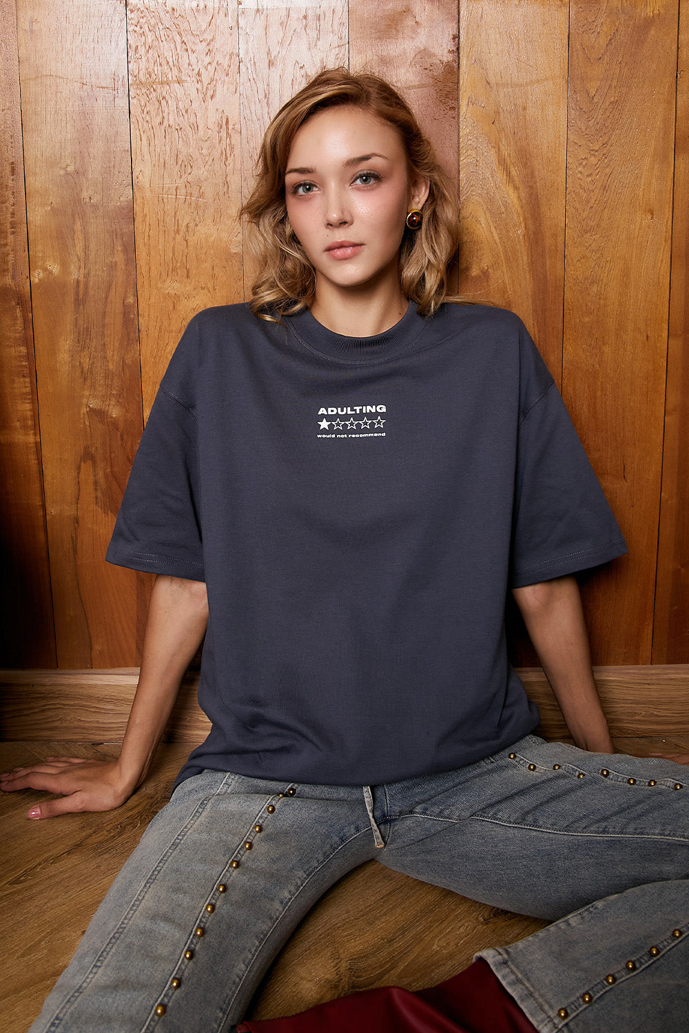 Adulthood Error Black Oversized T-shirt