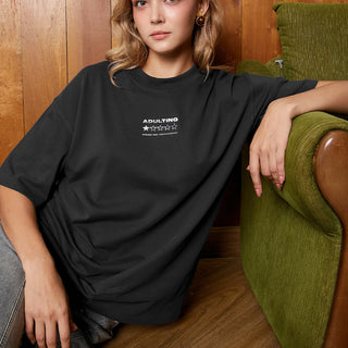 Adulthood Error Black Oversized T-shirt - BonkersCorner