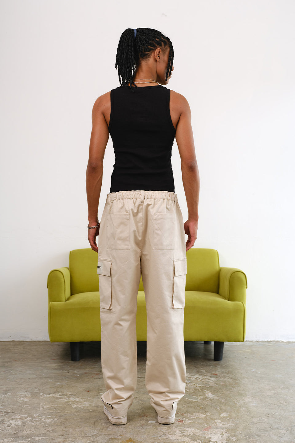 Women's Off White Parachute Cargos with Side Pockets