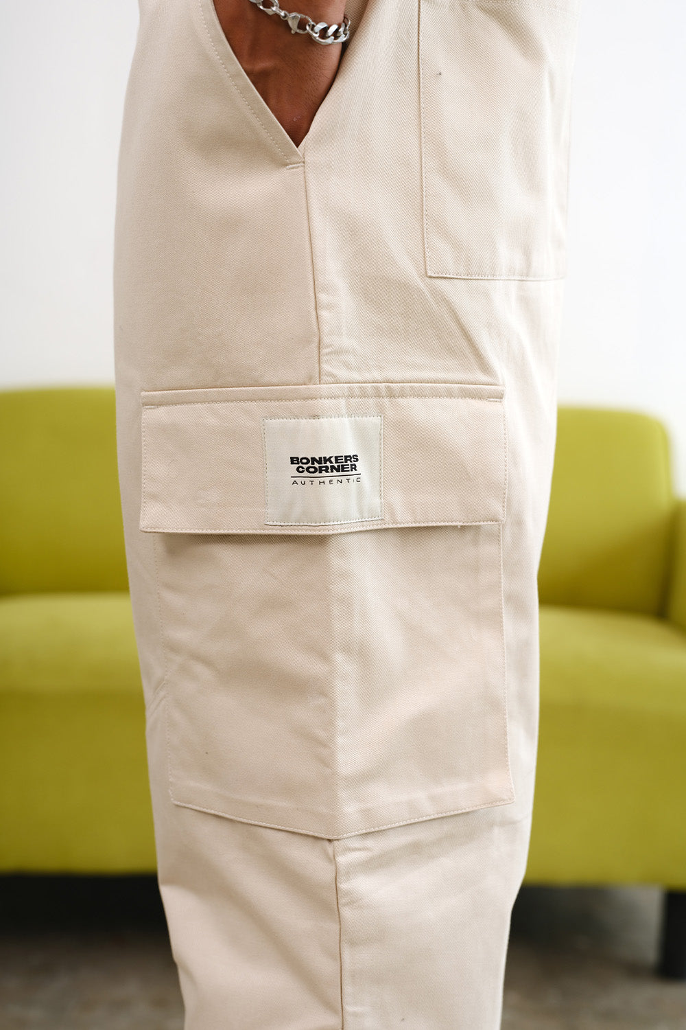 Off White Cargo With Utility Pockets - BonkersCorner