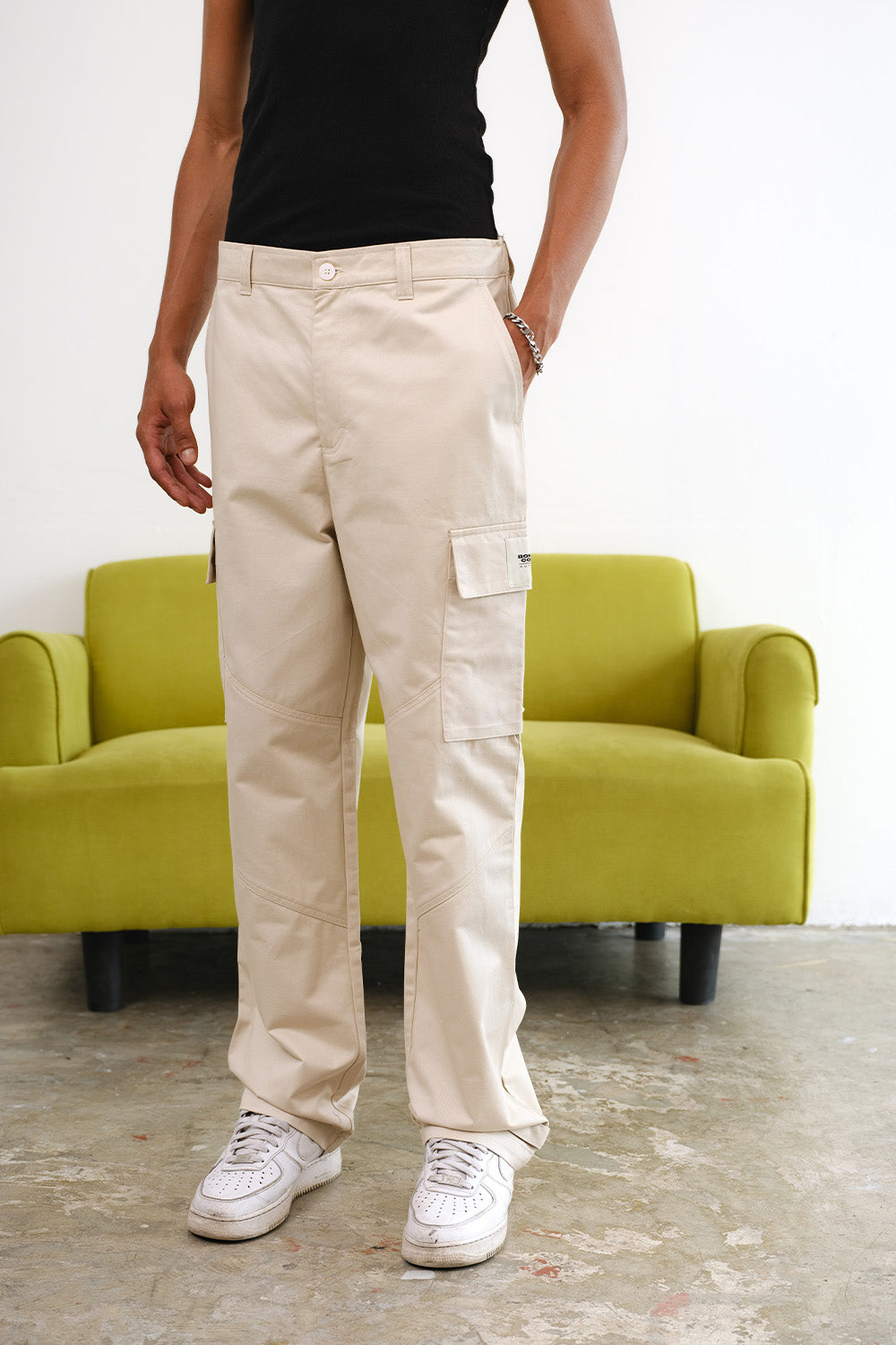 Off White Cargo With Utility Pockets - BonkersCorner
