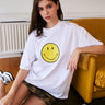 Smiley Originals White 100% Supima Cotton Oversized T-shirt - BonkersCorner