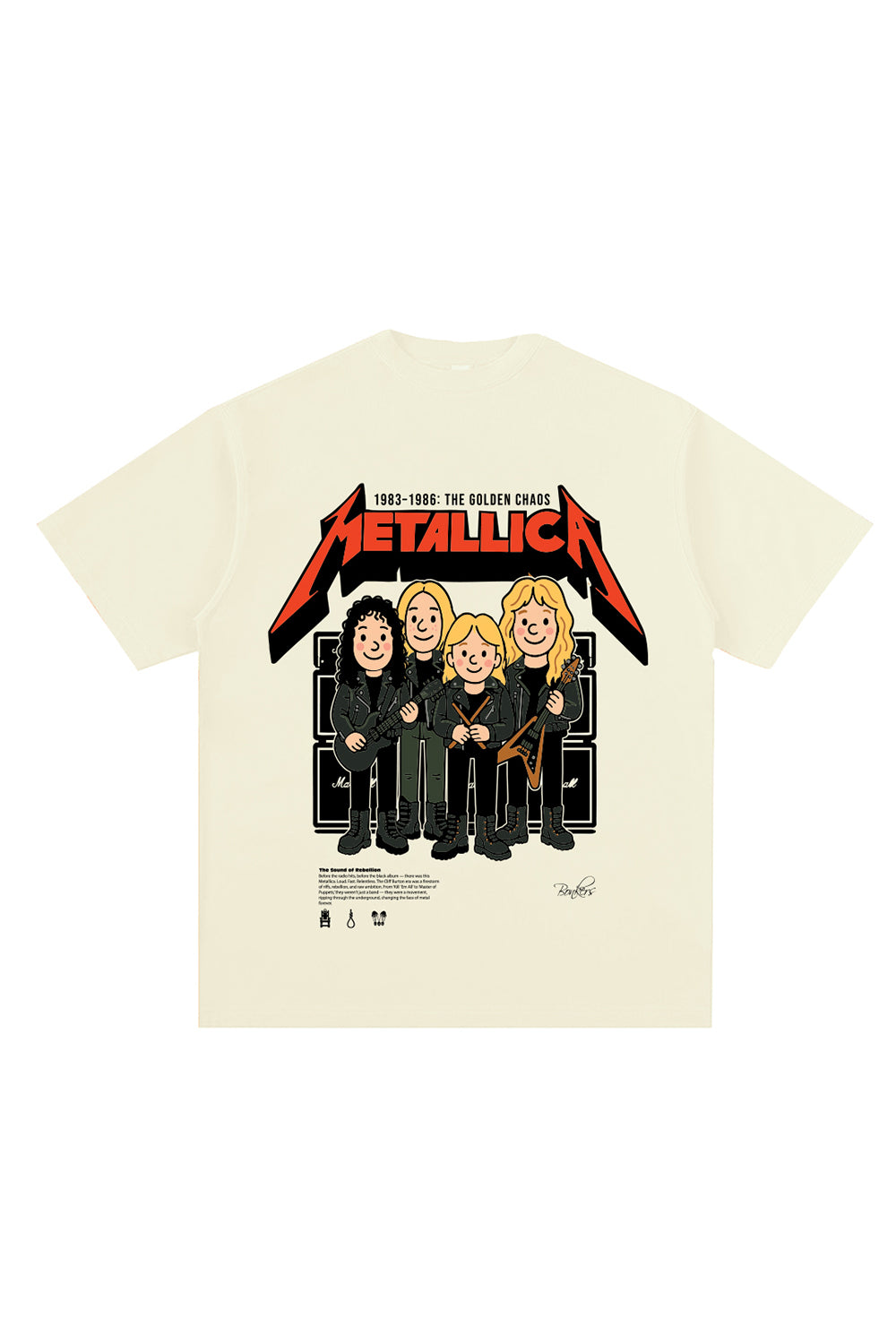 Metallica White Golden Chaos Oversized T-shirt