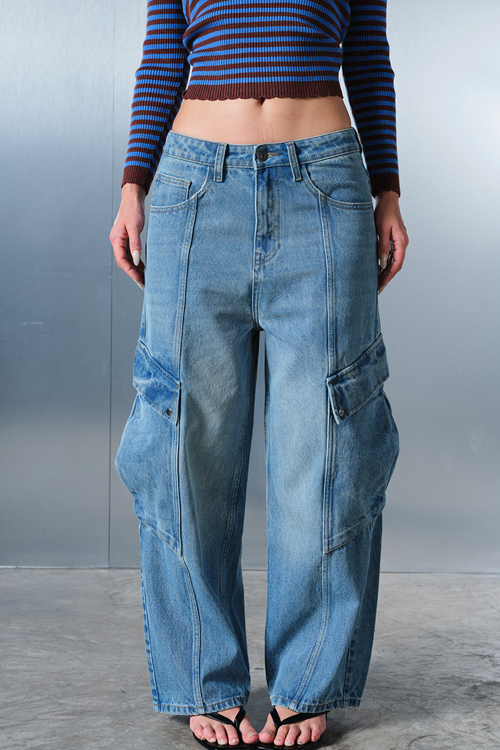 Blue Indigo Cargo Denim Pants