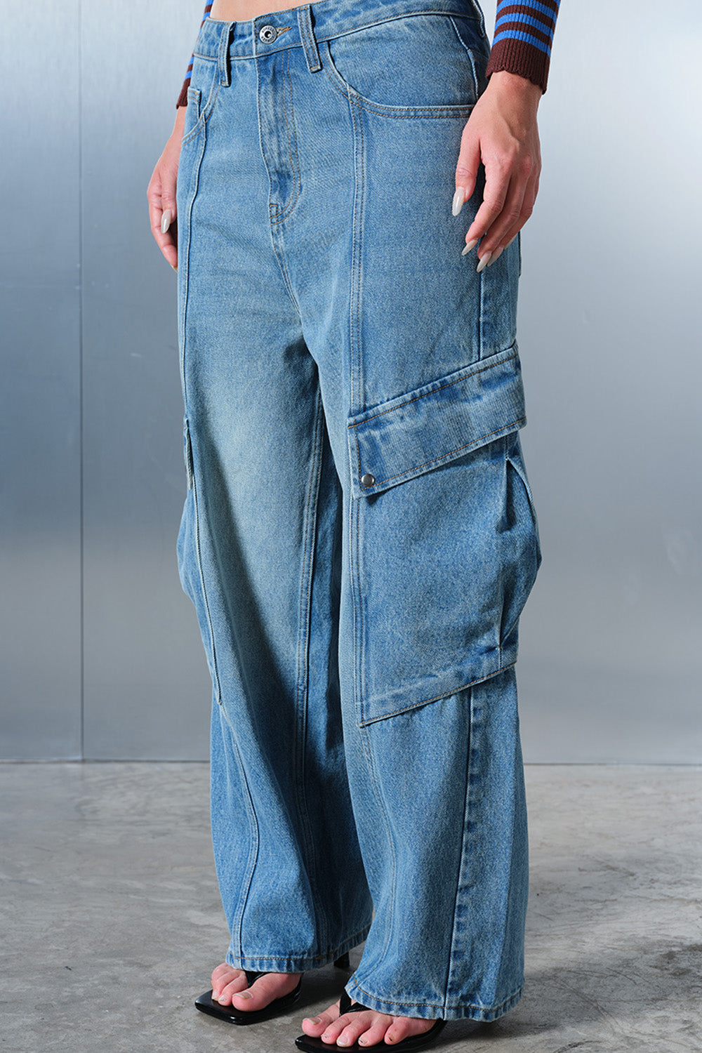 Blue Indigo Cargo Denim Pants