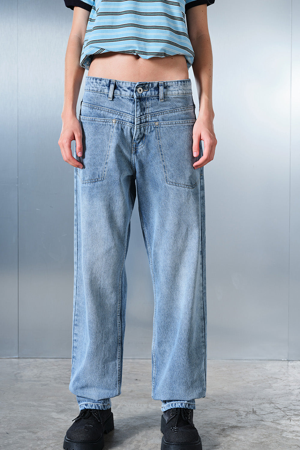Chalk Wash Indigo Straight Fit Jeans