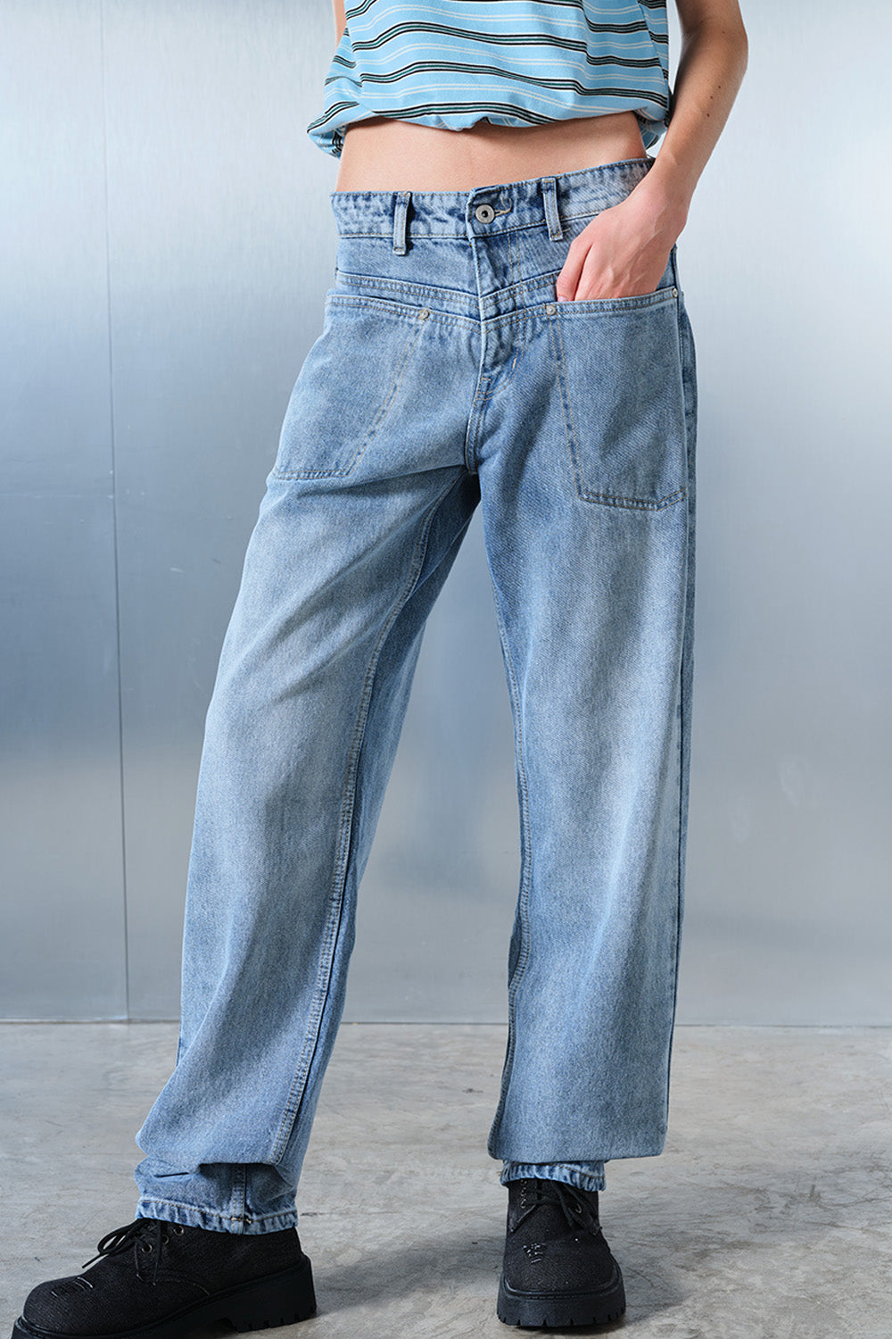 Chalk Wash Indigo Straight Fit Jeans