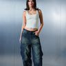 Tinted Blue Cargo Denim Pants - BonkersCorner
