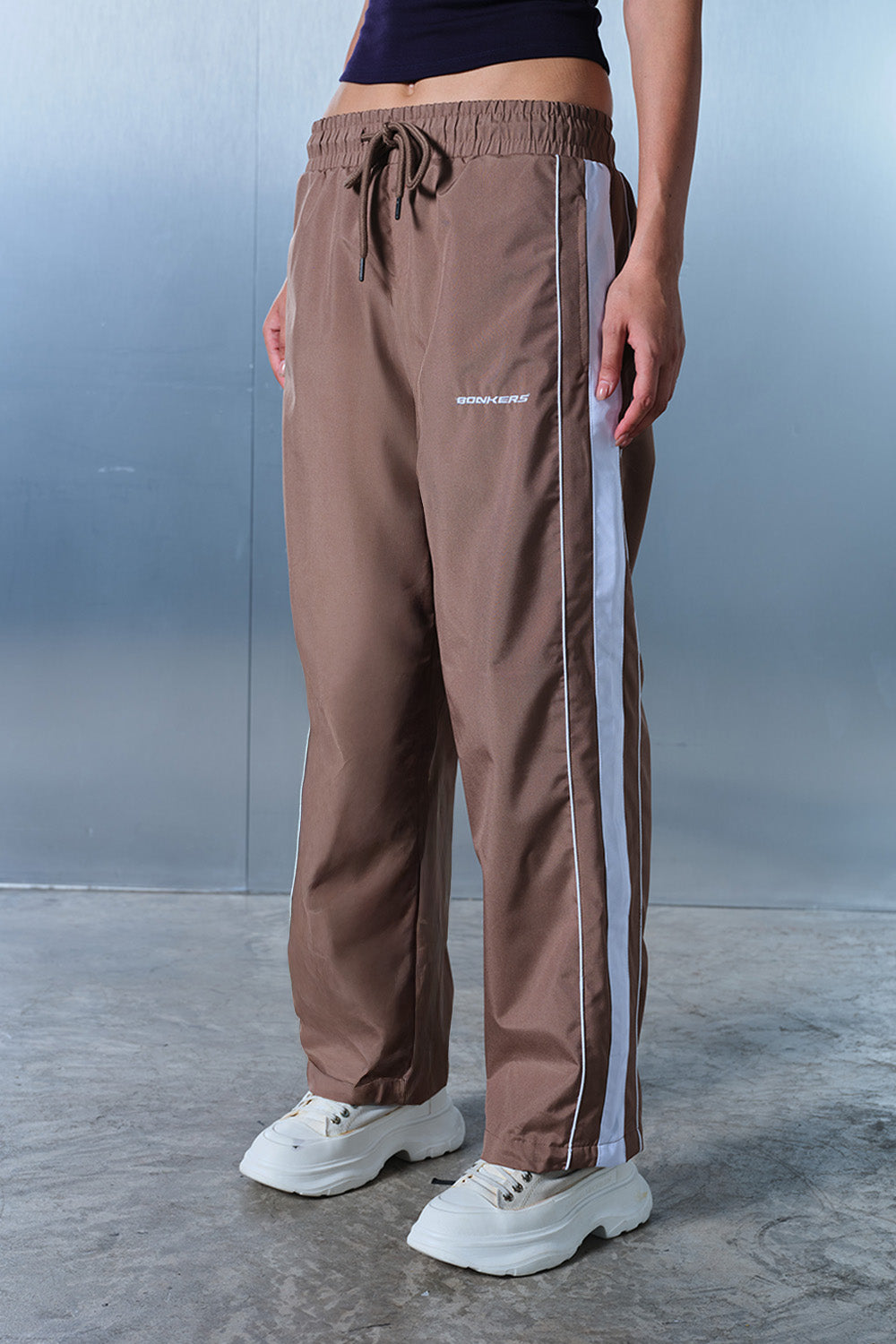 Brown Tape Wide Leg Joggers