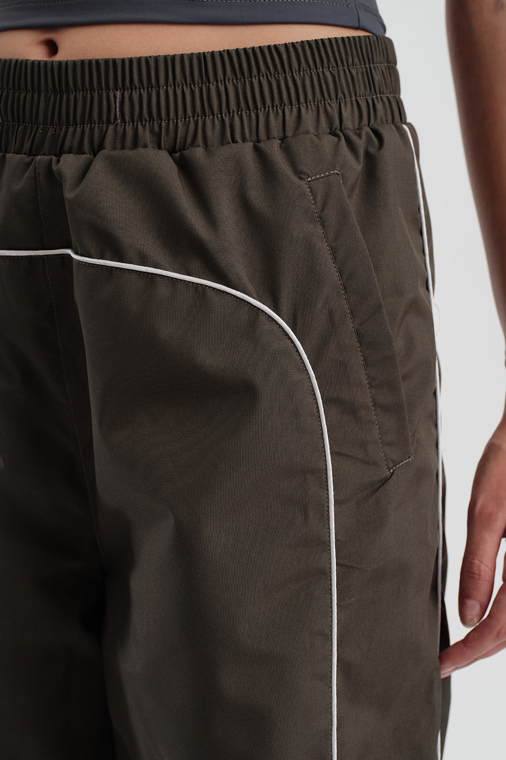 Olive Sporty Deconstructed Loose Pants