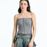 Misty Grey Zip Knit Tube Top - BonkersCorner