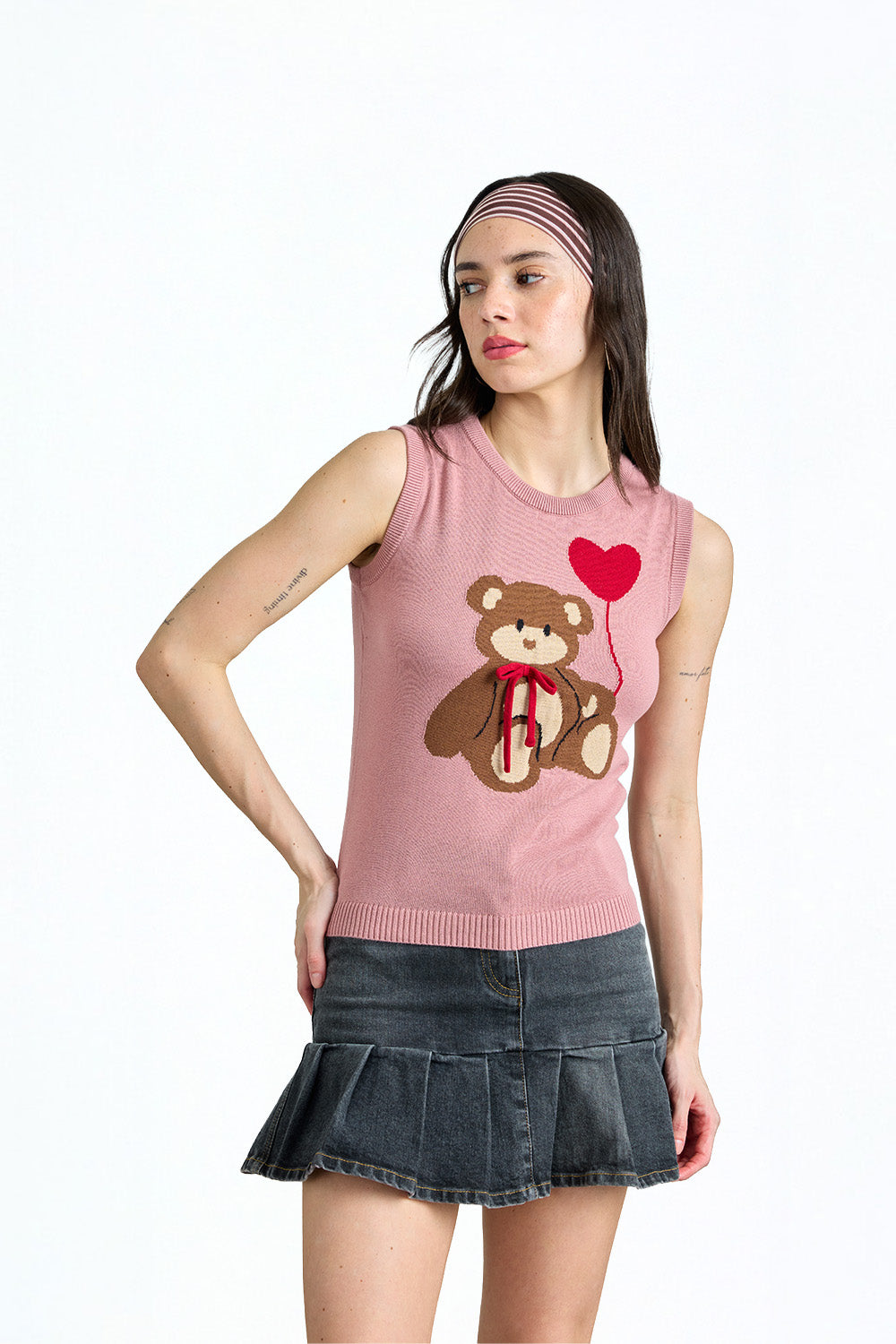 Bear With Me Pink Knit Vest - BonkersCorner