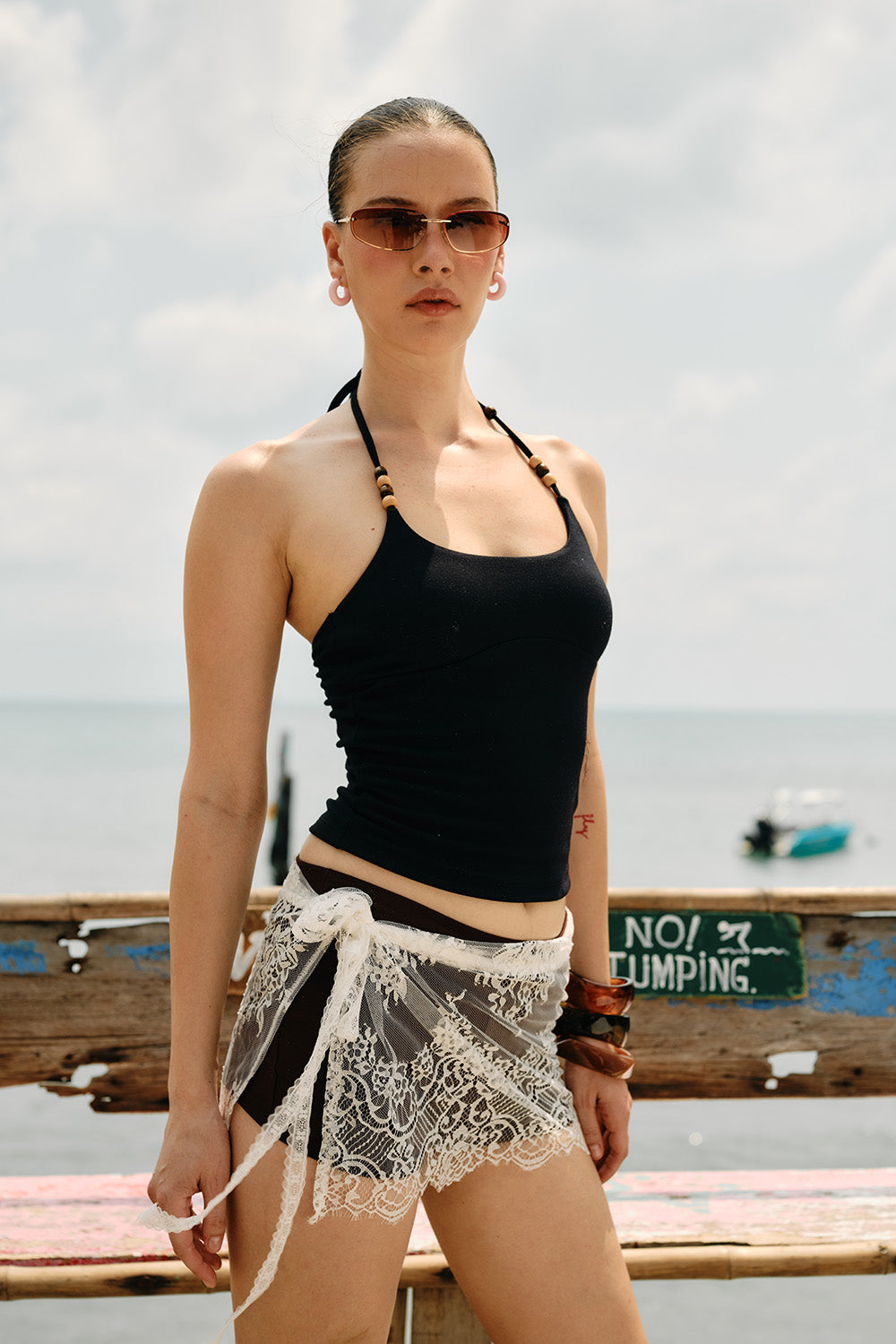 Beaded Strap Halter Top - BonkersCorner