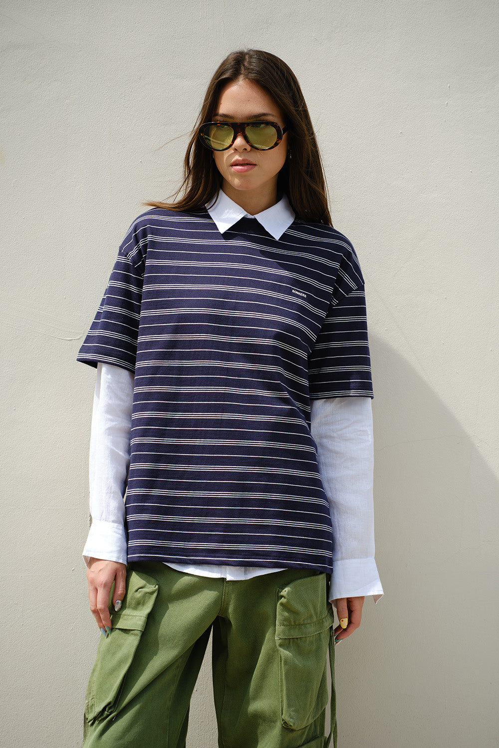 Navy Rush Stripe Oversized T-shirt