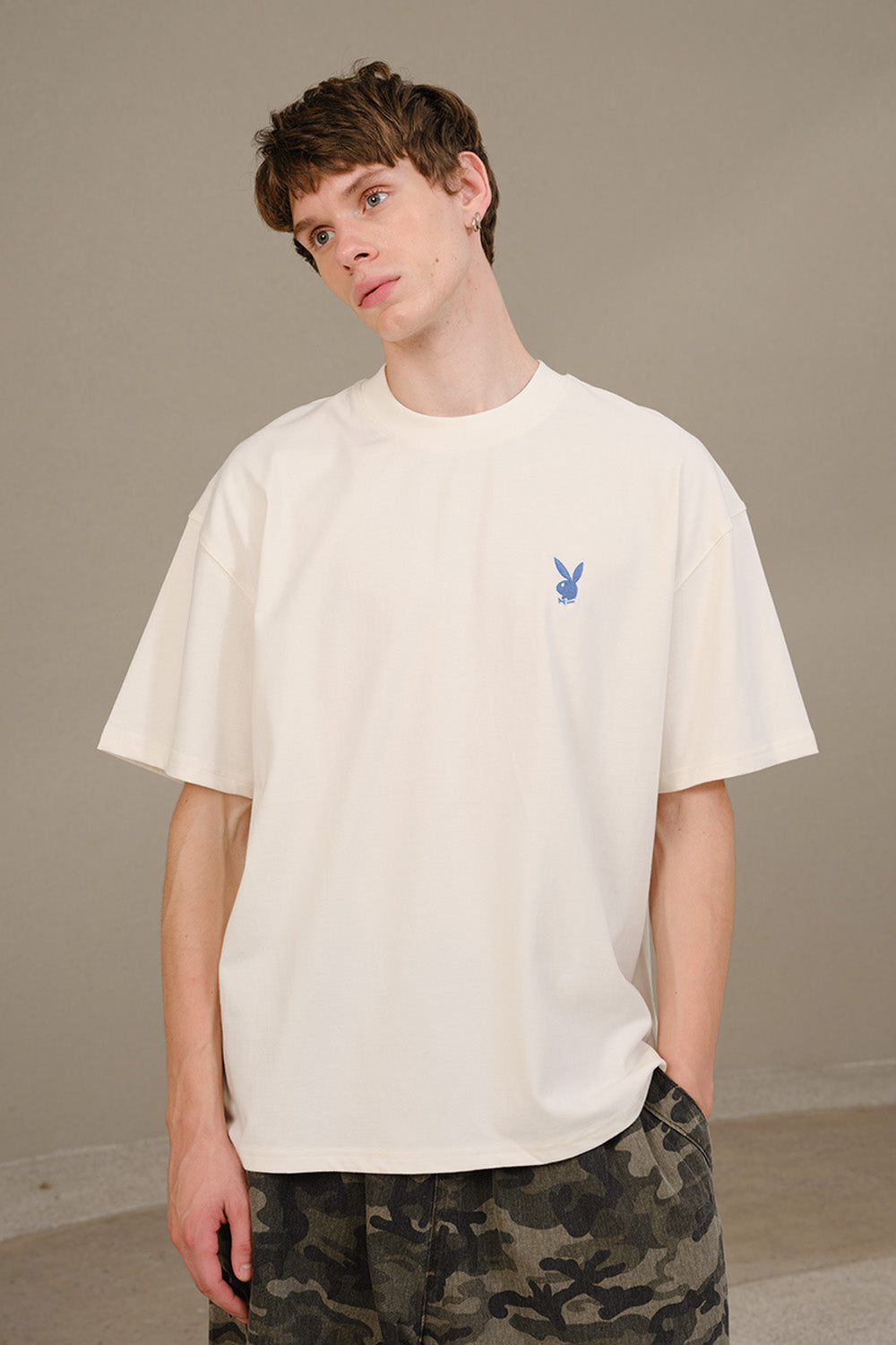 Playboy Core Off White Oversized T-shirt - BonkersCorner