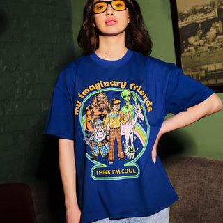 Imaginary Friends Blue Oversized T-Shirt - BonkersCorner