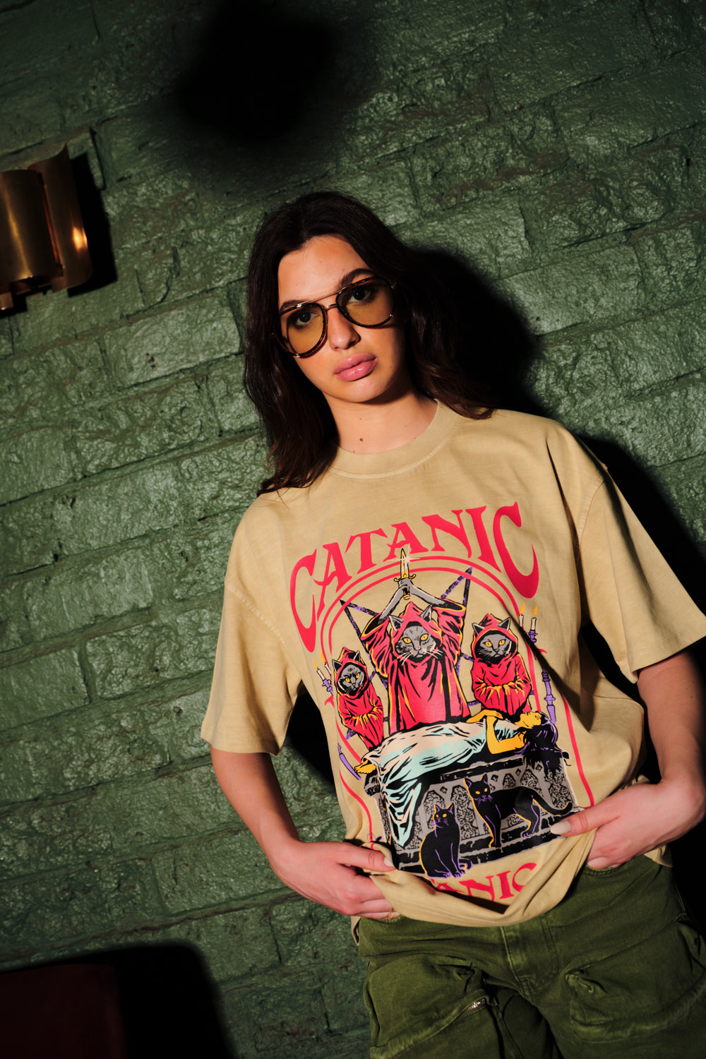Catanic Beige Oversized T-Shirt