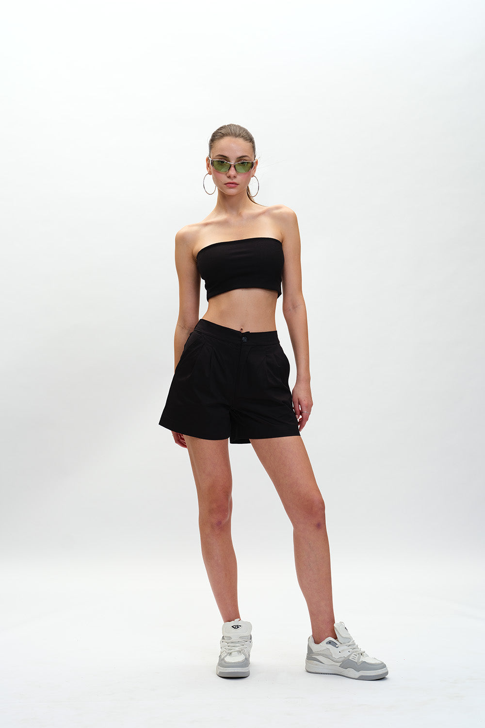 Black Elastic Bermuda Shorts - BonkersCorner