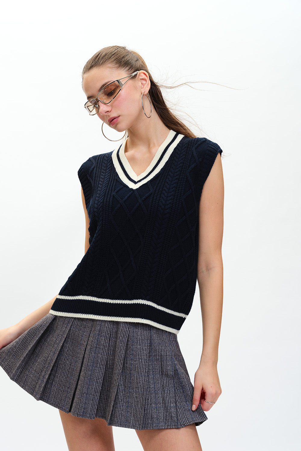 Navy Blue Knit Vest Tank - BonkersCorner
