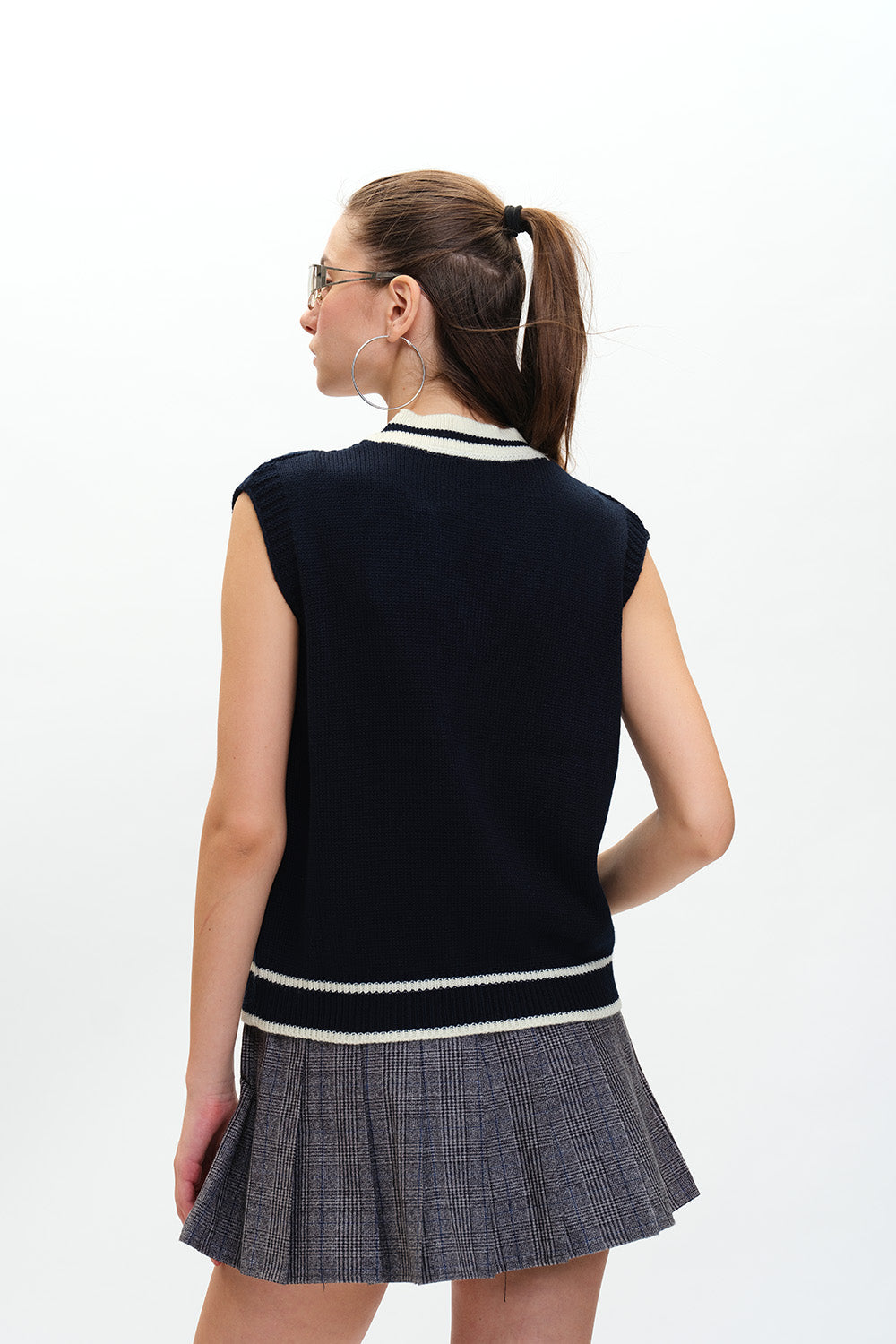 Navy Blue Knit Vest Tank - BonkersCorner
