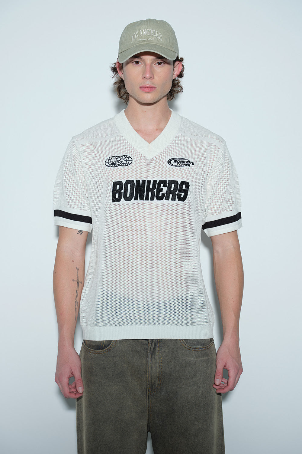 Retro Soccer White Knit Jersey
