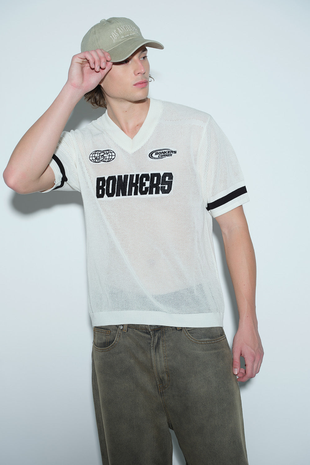 Retro Soccer White Knit Jersey