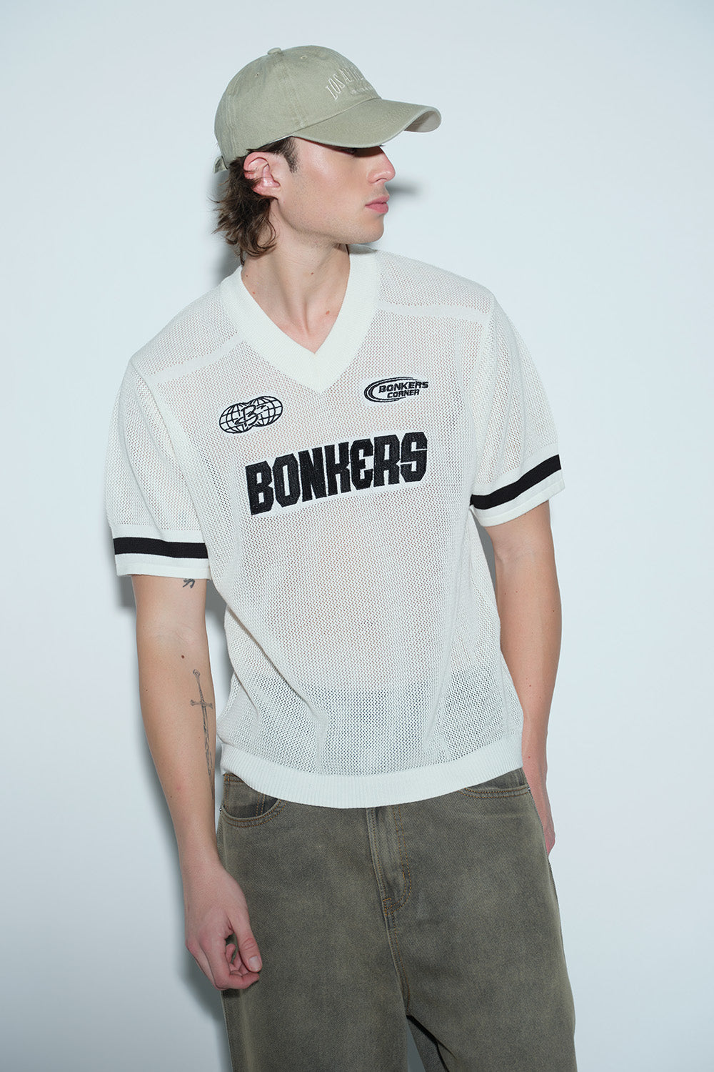 Retro Soccer White Knit Jersey