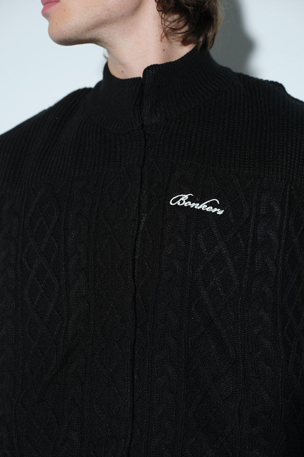 Midnight Noir Cable Knit Vest