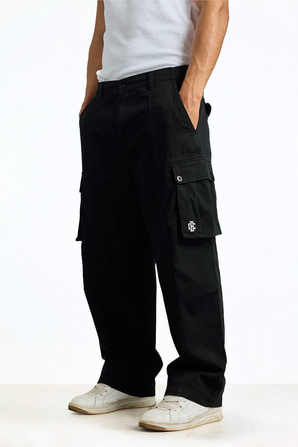 Black Static Cargo Pants - BonkersCorner
