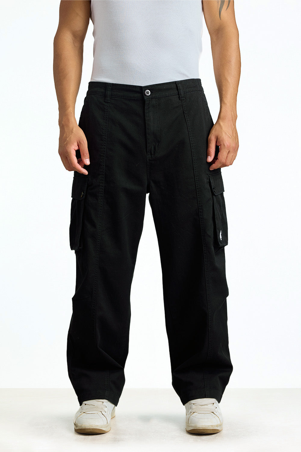 Black Static Cargo Pants