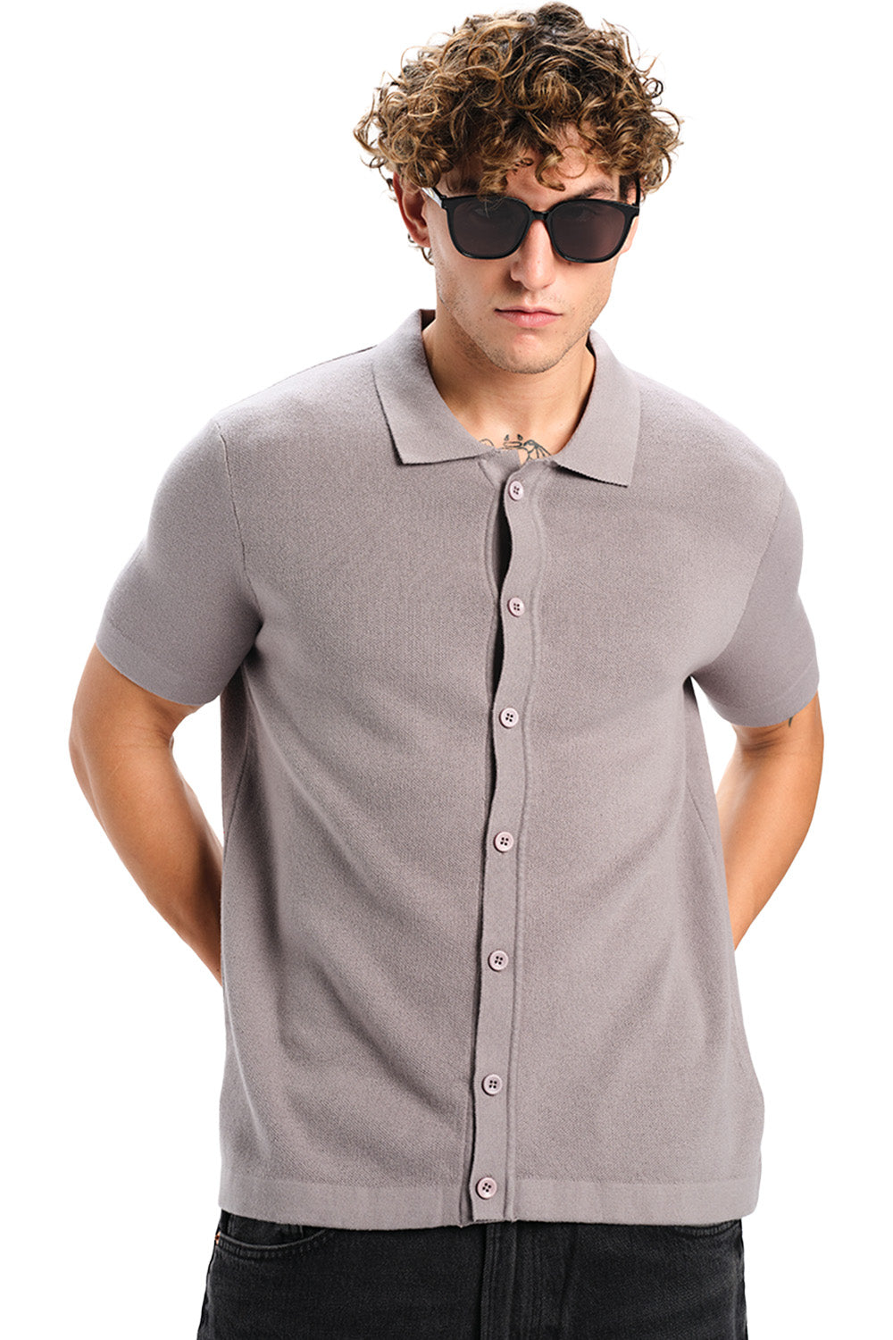 Grey Muse Casual Half Sleeve Shirt - BonkersCorner