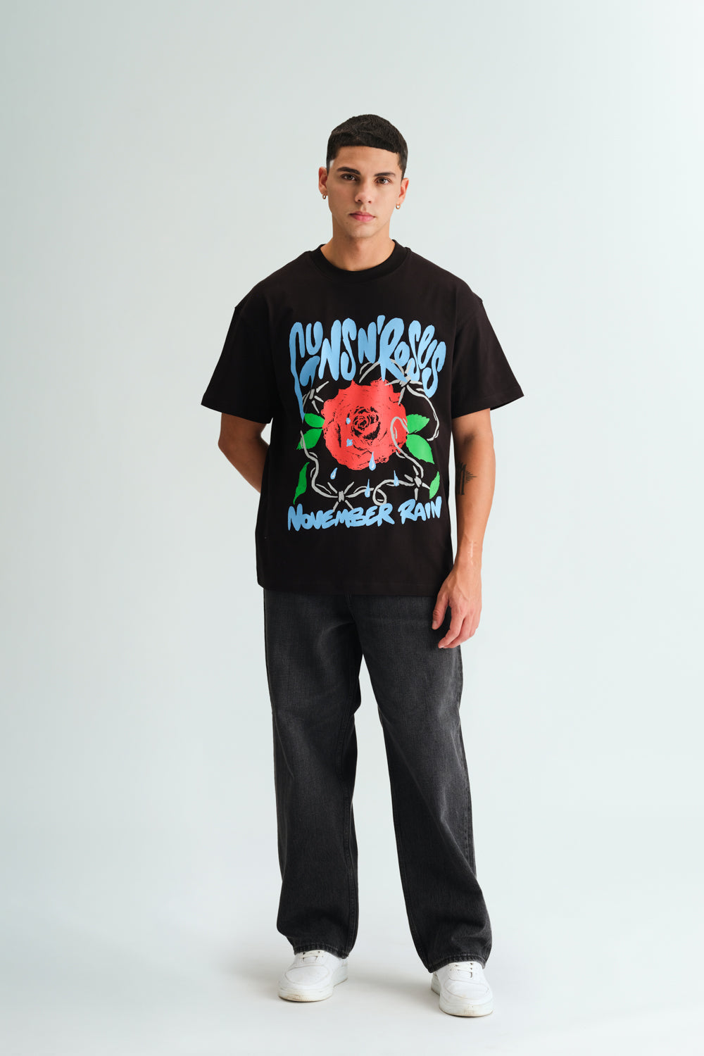 Black November Rain Oversized T-shirt - BonkersCorner