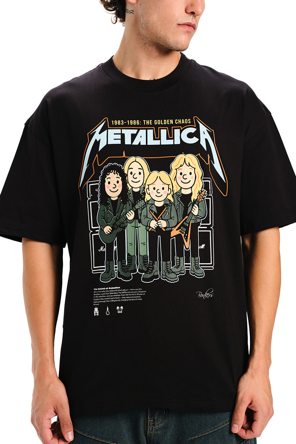 Metallica Black Golden Chaos Oversized T-shirt - BonkersCorner