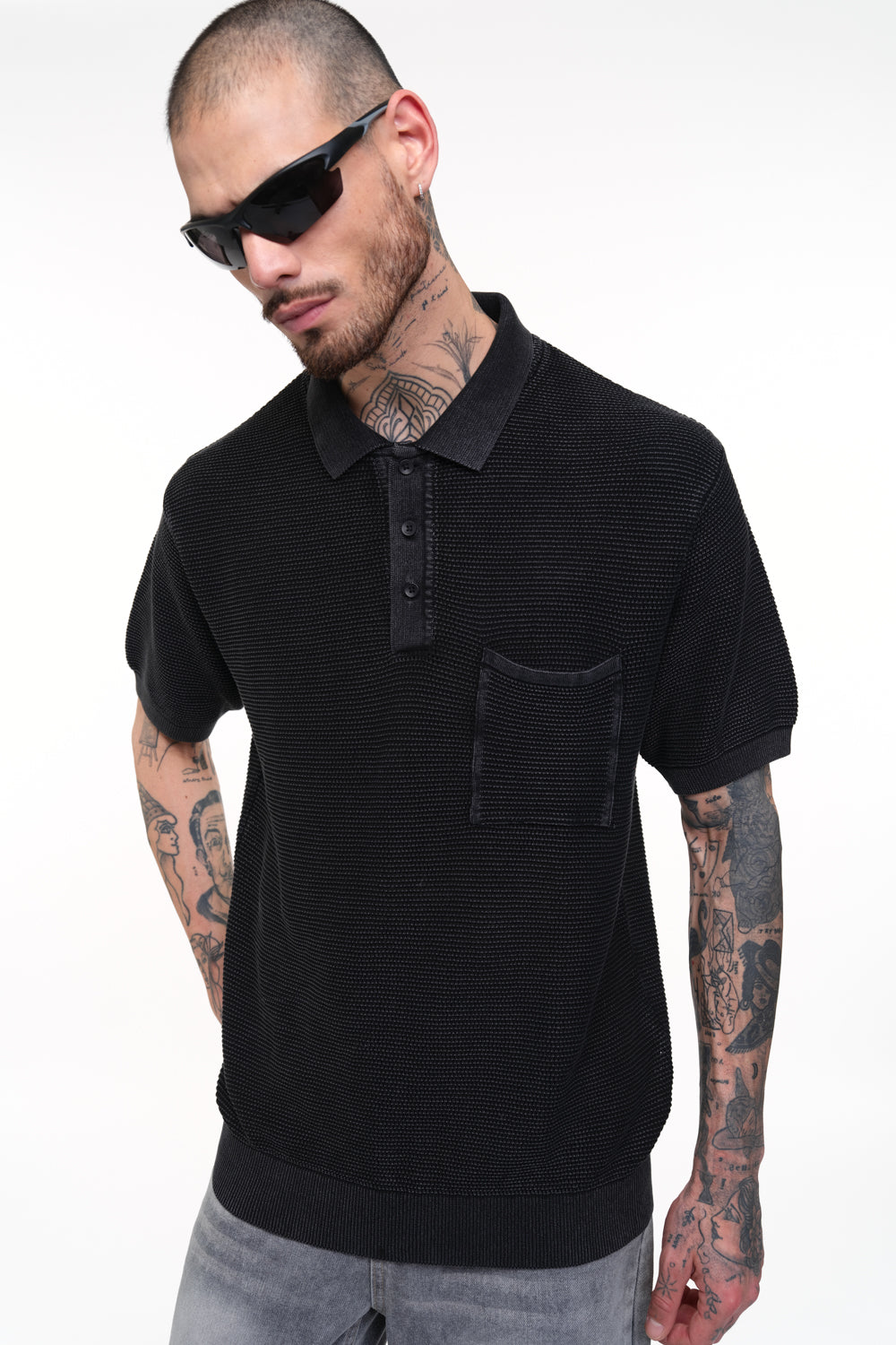 Ash Grey Faded Knit Premium Polo - BonkersCorner